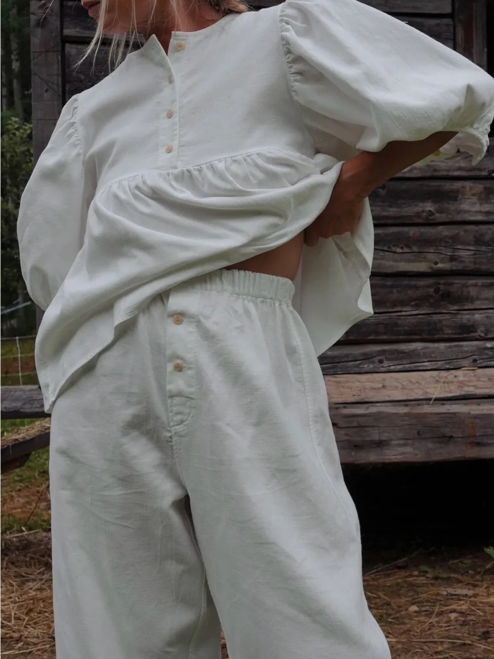 Rudy Jude Tony Swiss Dot Natural Wide-Leg Cotton Gauzy Lounge Trousers Small